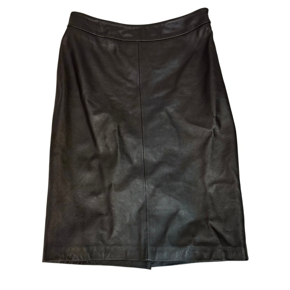 VTG Leather Pencil Skirt Dark Brown Bikercore‎ Retroglam Classic Rock Size 4